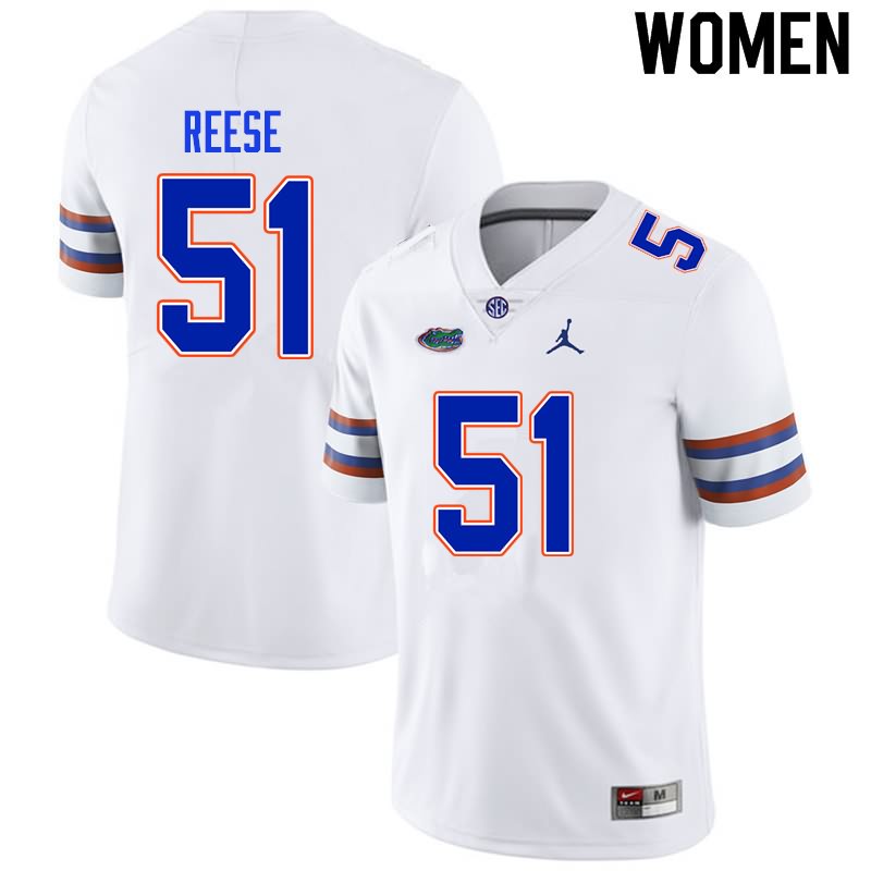 NCAA Florida Gators Stewart Reese Women's #51 Nike White Stitched Authentic College Football Jersey XHF8064OX